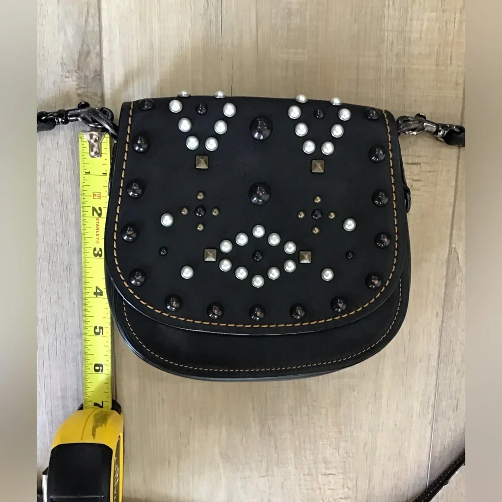 Coach 1941 Saddle 23 Crossbody bag Western Rivets Studs Black Leather - Picture 6 of 8